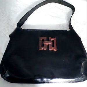 Vintage black leather handbag